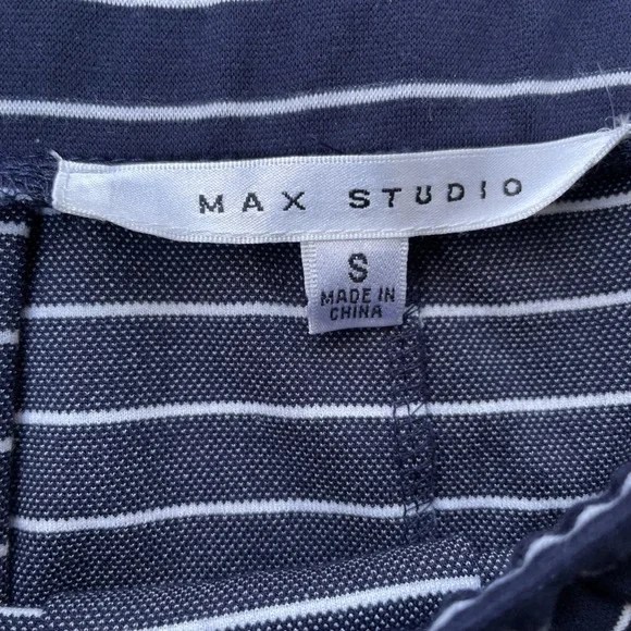 Women's Max Studio Pleated Mini Skirt, Elastic Waist, Blue & White Stripes, Sz S - Picture 3 of 5